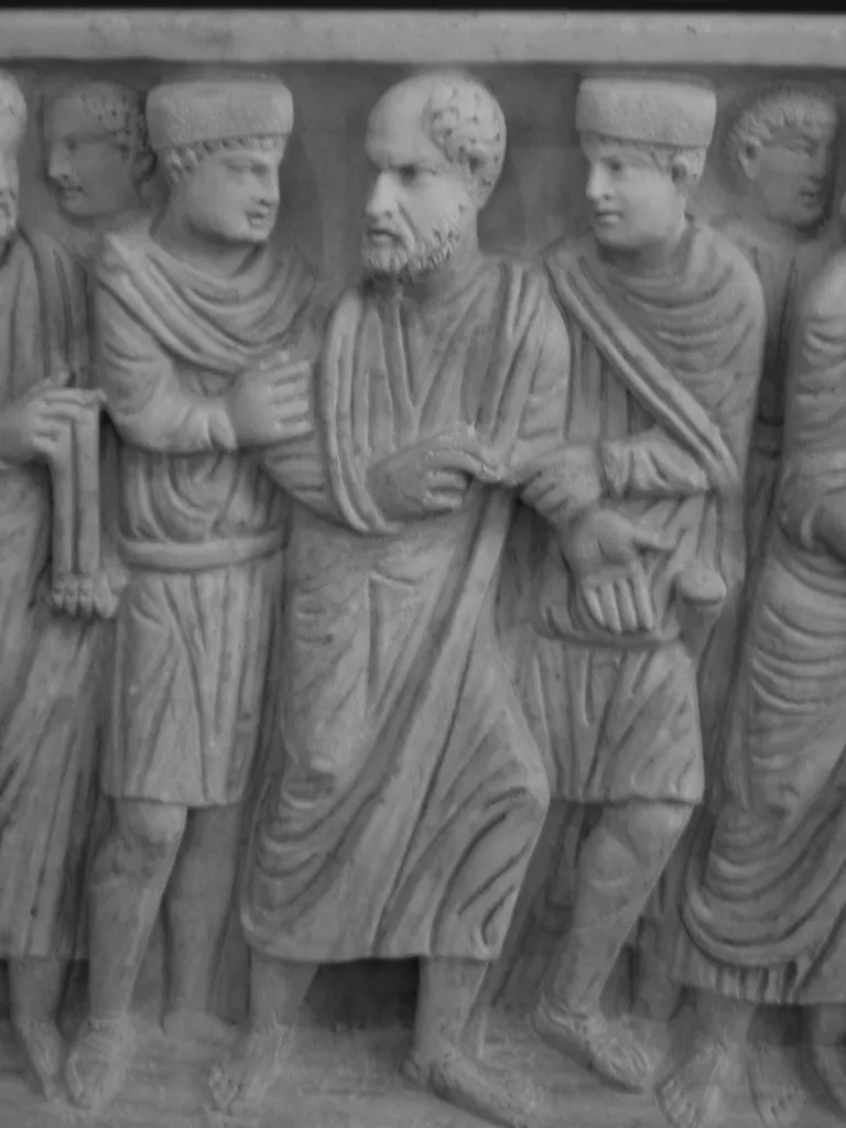 Fig. P1.1. Paul under arrest, from a Roman sarcophagus (third century). Palazzo Massimo, Rome. Photo: Neil Elliott.