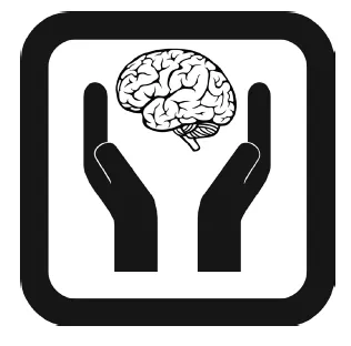 Icono de dos manos sujetando un cerebro.