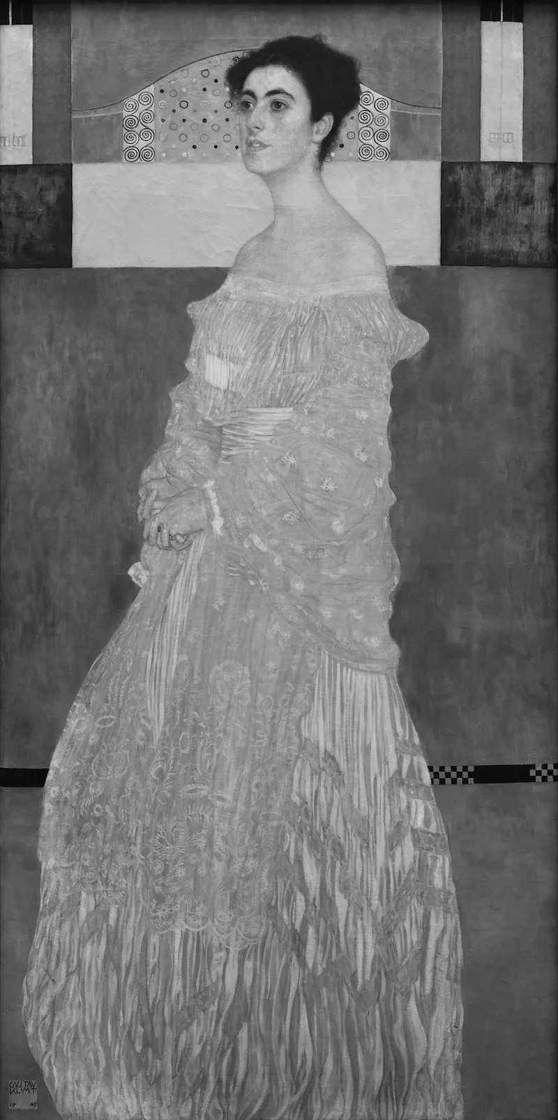 La hermana de Wittgenstein, Margarete, pintada por Gustav Klimt para su retrato de bodas en 1905.