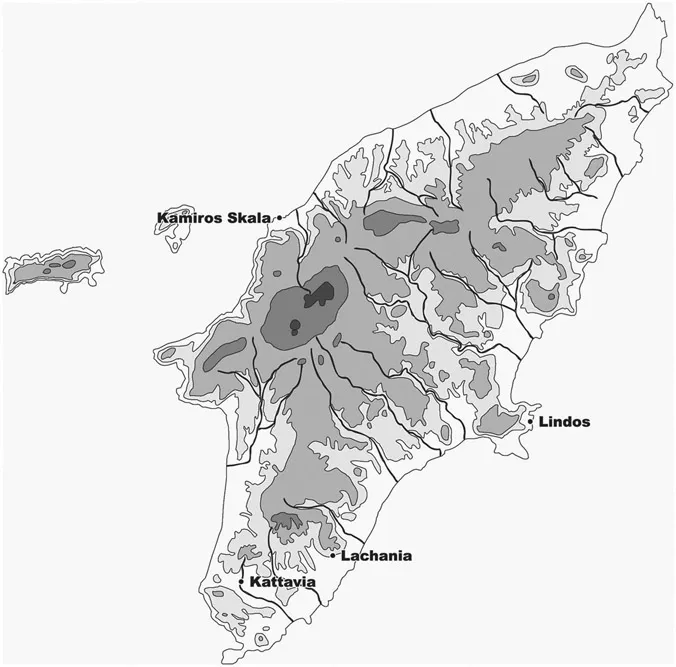 Figure 1.1 Topographical map of Rhodes