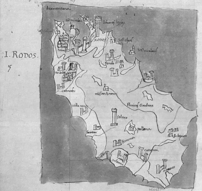 Figure 1.2 Map of Rhodes from a fifteenth-century manuscript