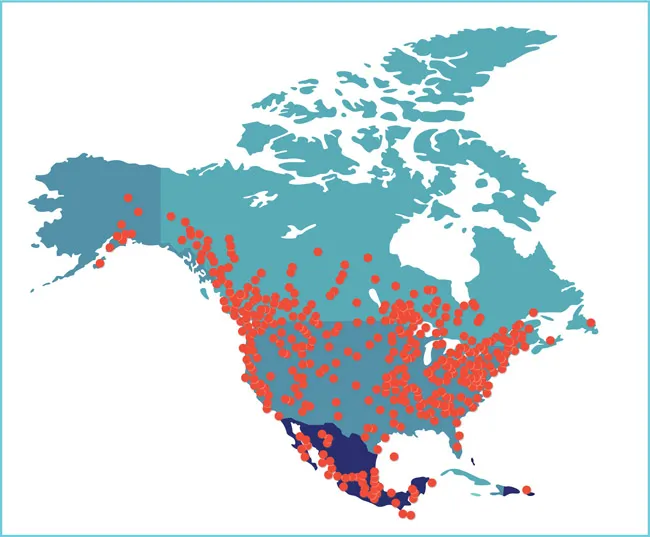 Figure 1.3 Approximate locations of public fish hatcheries engaged in aquaculture for natural resource conservation purposes, including fisheries enhancement and restoration.