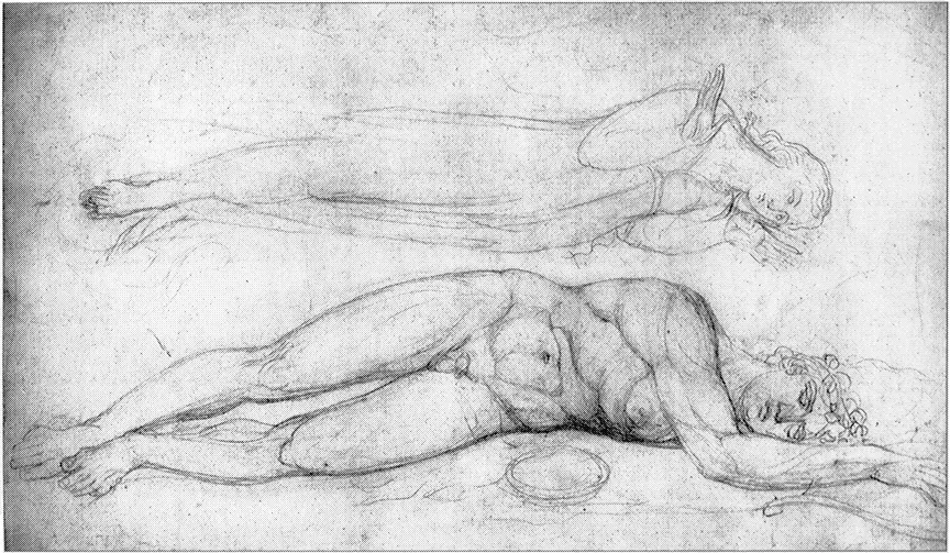 Figure 1.1 A dualistic vision: William Blake’s The Soul Hovering over the Body Reluctantly Parting with Life.