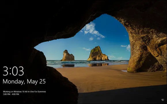 Snapshot of the Windows 10 lock screen.