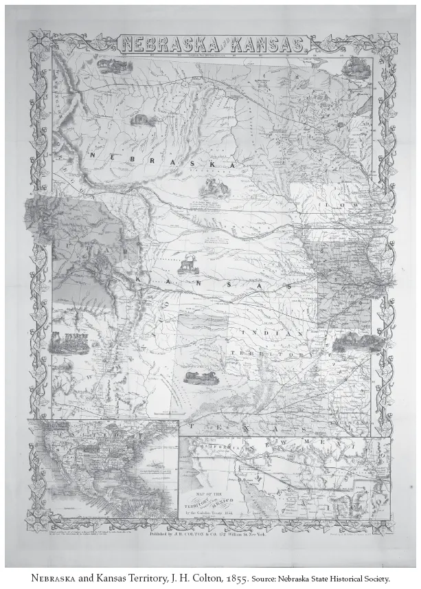 Image: NEBRASKA and Kansas Territory, J. H. Colton, 1855.