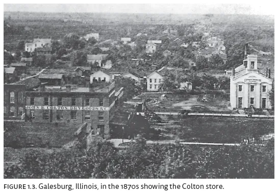 Image: FIGURE 1.3. Galesburg, Illinois, in the 1870s showing the Colton store.