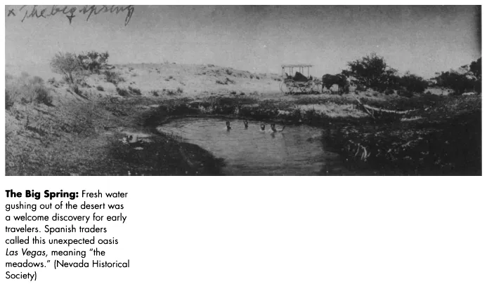 Image: The Big Spring: Fresh water gushing out of the desert was a welcome discovery for early travelers. Spanish traders called this unexpected oasis Las Vegas, meaning “the meadows.” (Nevada Historical Society)