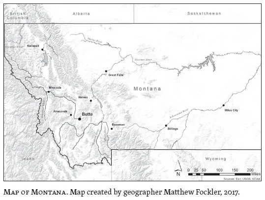 Image: MAP OF MONTANA. Map created by geographer Matthew Fockler, 2017.