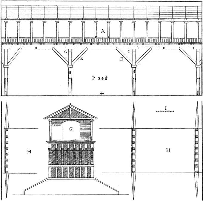 Figure 1-5 Bridge of Bassano (from Four Books of Architecture, by Andrea Palladio, Book III, chapter IX, plate 6).