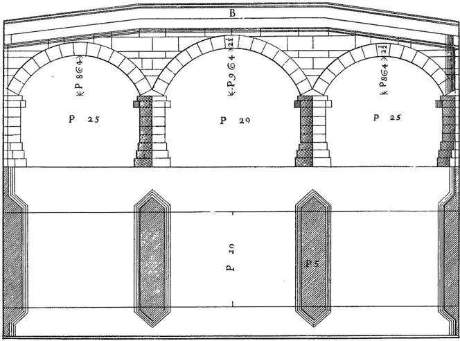 Figure 1-6 Bridge over the Bacchiglione River of Vicenza (from Four Books of Architecture, by Andrea Palladio, Book 111, chapter XII, plate 8).