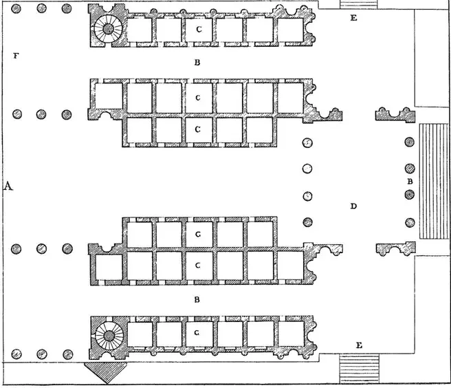 Figure 1-8b Stone bridge of Palladio’s invention, plan (from Four Books of Architecture, by Andrea Palladio, Book III, chapter XIII, plate 10).