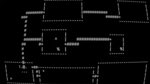 ASCII code from Nethack set up to represent a dungeon.