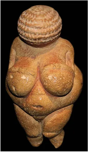 The “Venus” of Willendorf The conventional “Venus” ascription is inappropriate. This Upper Paleolithic limestone figure is not a goddess of love in a pantheon of deities, and she is not a model of seductive beauty. The ovoid abdomen and thighs and the thin arms pressing down as though in breast-feeding signify abundant procreative and nurturing capacity. This is the fecund goddess as lifegiver. (World History Archive/Alamy)
