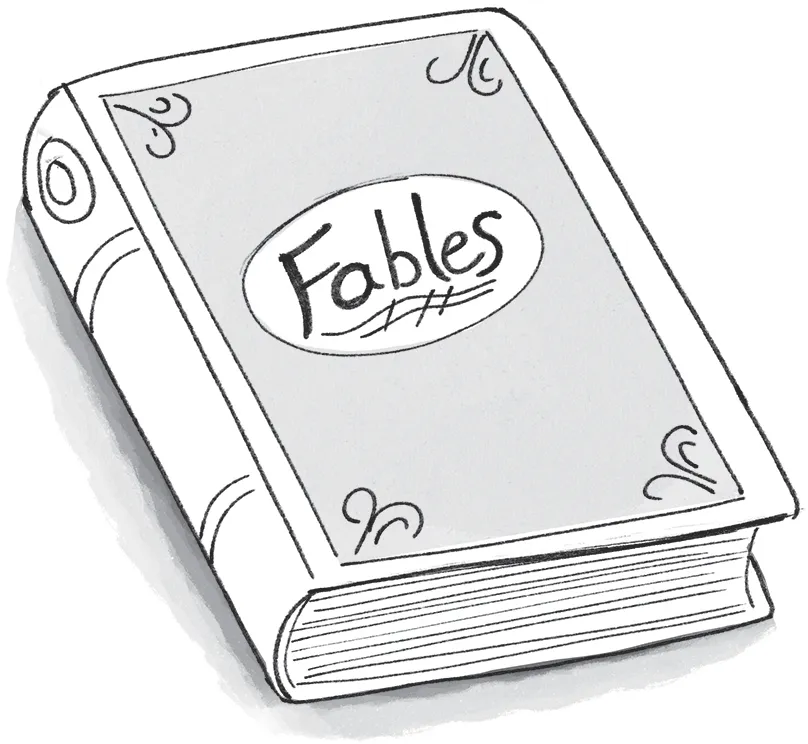 Schematic illustration of the book labeled Fables.