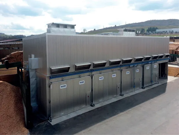 FIG 1.4 A commercial convective kiln for artificially drying timber boards.