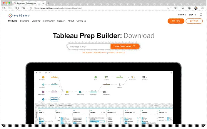 Figure 1.1 – Tableau Prep Builder download site
