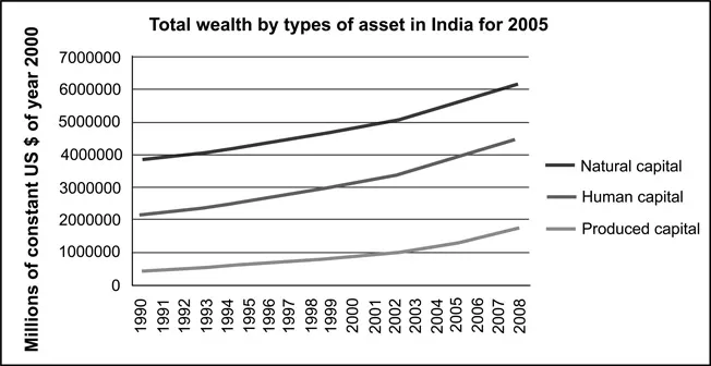 Fig.1.3: Total wealth by types of asset in India for 2005