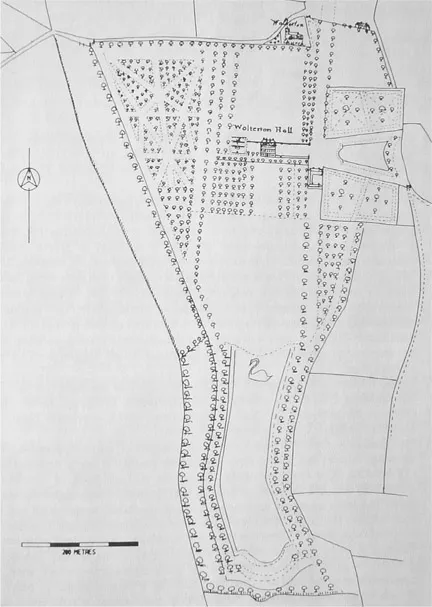 FIGURE 1.2 A diagram of a 1732 map of Wolterton, Norfolk, by J. Corbridge. A c. 4 h lake was made by 1732. Courtesy of Tom Williamson.