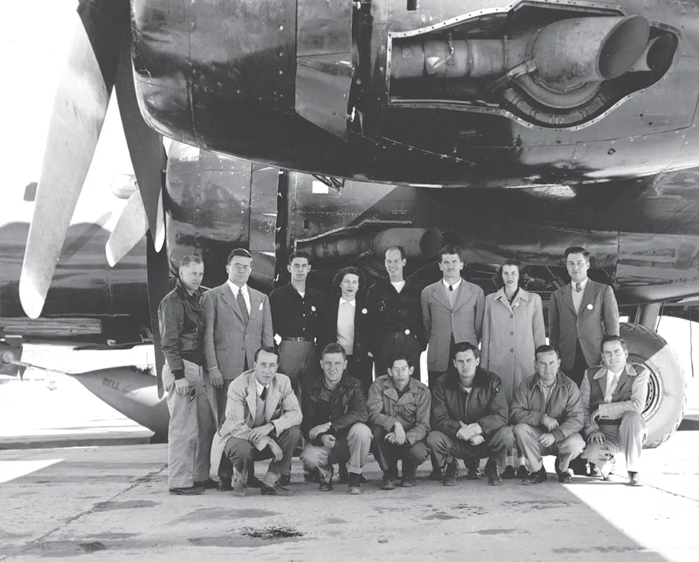 Photo depicts a more realistic view of the people behind flight testing - a team effort is required to promote safety and professionalism of flight. Depicted here is the team of NACA scientists and engineers who supported the XS-1 flight test program. 