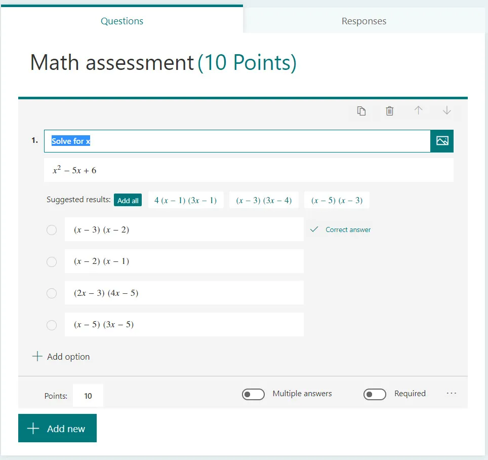 Figure 1.5 – Example of a quiz in Microsoft Forms
