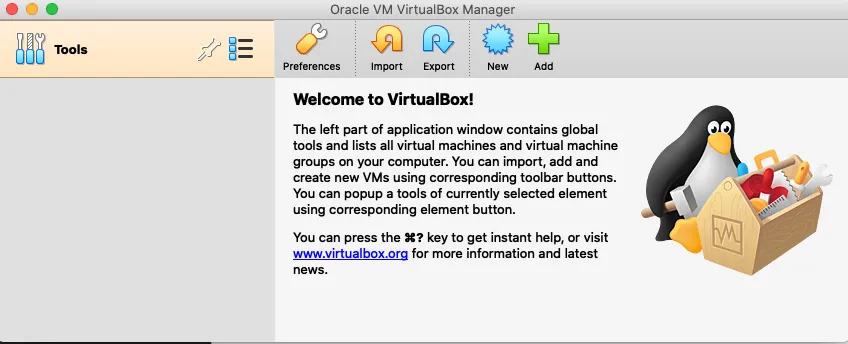 Figure 1.4 – The VirtualBox main screen