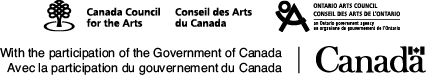 Logos: Canada Council for the Arts, Ontario Arts Council, and Canadian Government