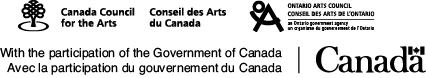 Logos: Ontario Arts Council, Canada Council for the Arts, and Canadian government