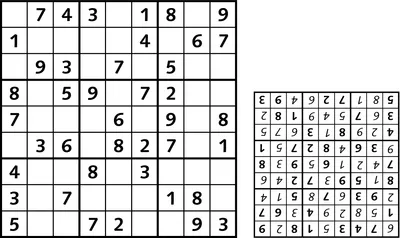 Figure 1.1 Sudoku Puzzle as a Configuration Task, Including Solution