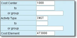 Figure 1 Cost Element Planning Selection Screen