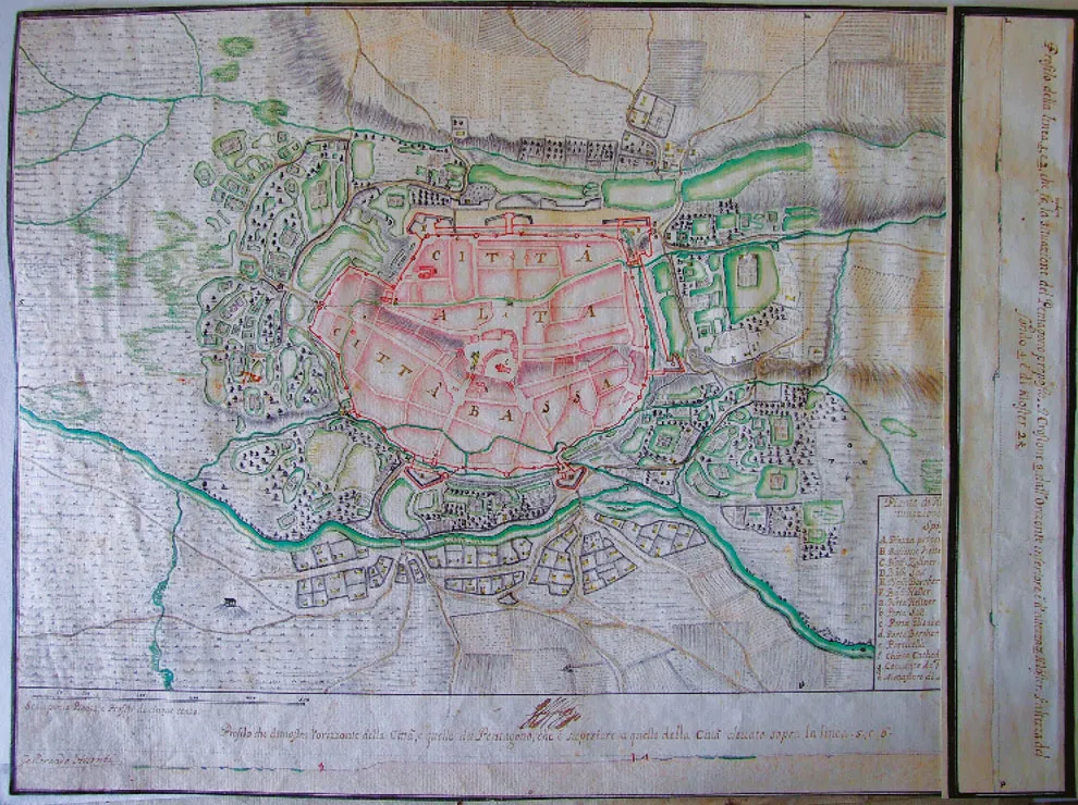 A handdrawn plan of Sibiu.