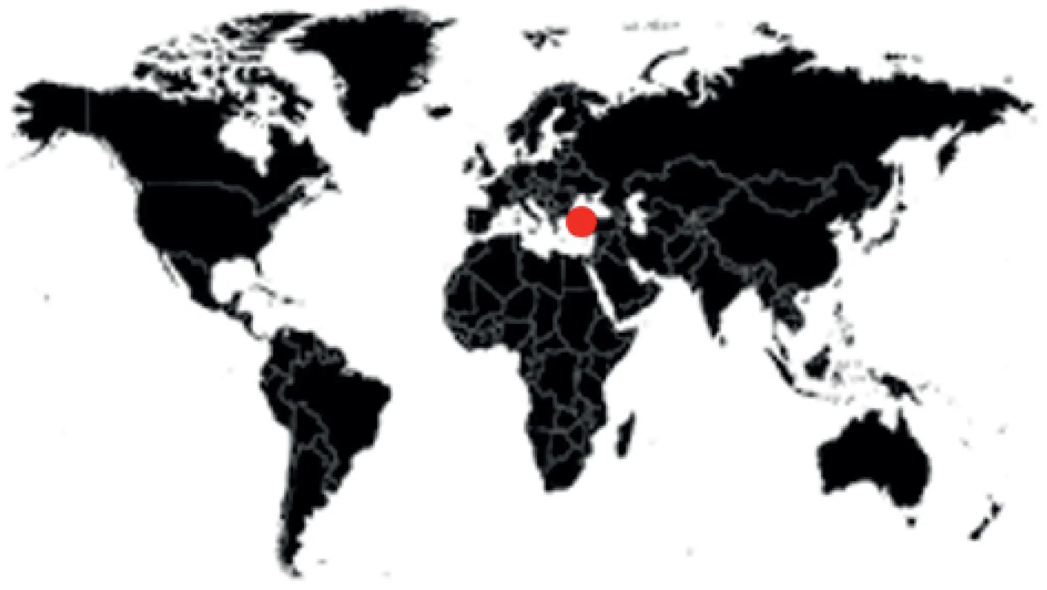 An illustration of a world map with the location of Turkey marked.