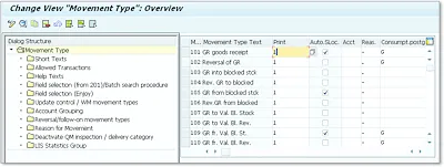 Movement Type Configuration