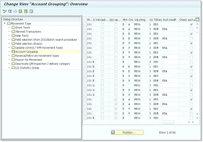 Movement Type Configuration—Account Grouping