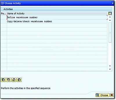 Define Warehouse Transaction: Initial Selection Screen