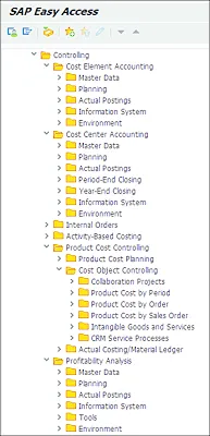 Controlling in SAP Easy Access Menu