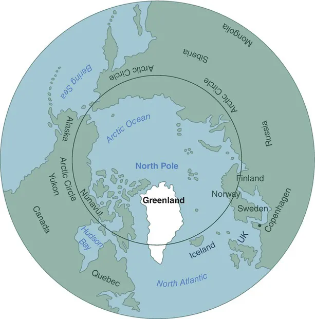 A polar view of the Arctic.
