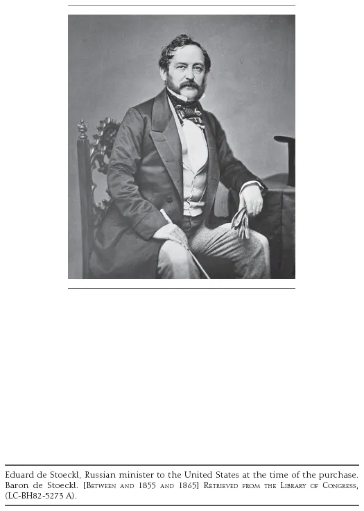 Image: Eduard de Stoeckl, Russian minister to the United States at the time of the purchase. Baron de Stoeckl. [BETWEEN AND 1855 AND 1865] RETRIEVED FROM THE LIBRARY OF CONGRESS, (LC-BH82-5273 A).
