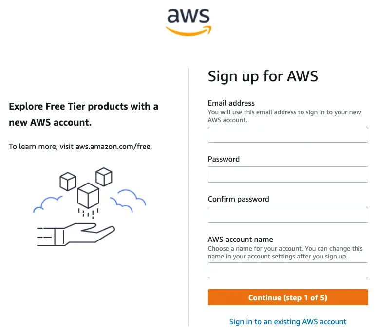 Figure 1.2 – Sign up for AWS
