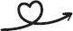 small heart with line extending up with arrow tip