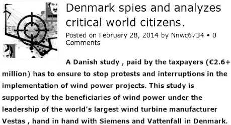 Controversy mappers accused of spying on wind turbine opponents. Meme circulated worldwide by anti-wind websites, including the European Platform Against Windfarms, caricaturing a controversy mapping project carried out by one of the authors (Munk, 2014) as Nazi and authoritarian.
