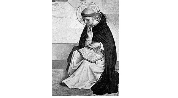 San Domenico di Guzmán, particolare dell’affresco Il Cristo deriso, eseguito da Beato Angelico su incarico di Cosimo de’ Medici, 1438-1440, Convento domenicano di San Marco, Firenze.