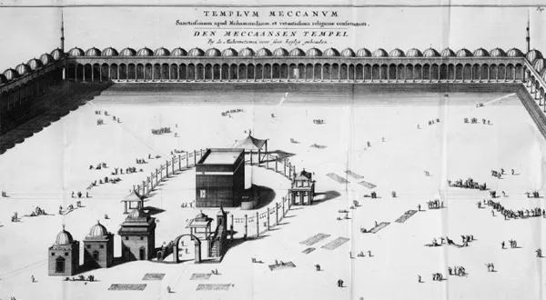 La Mecca, secondo un’incisione da De religione Mohammedica, dello studioso olandese di cultura e religione arabe Adriaan Reland, 1717-1718, Biblioteca del St John’s College, Università di Cambridge.