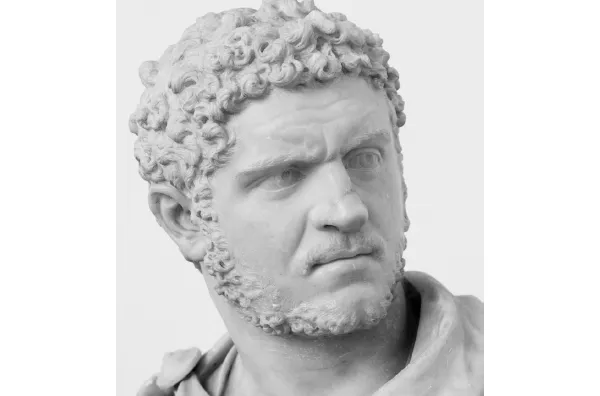 Marco Aurelio Antonino Caracalla, busto ricavato da una statua in marmo proveniente dalle Terme di Caracalla a Roma, 212 d.C., Museo Archeologico Nazionale di Napoli.