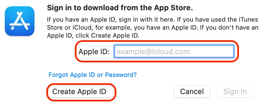 Figure 1.1: Apple ID creation dialog box
