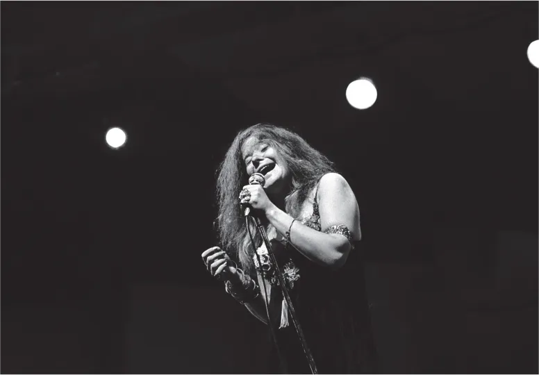 9. Janis Joplin (singer). Newport Folk Festival, Newport, Rhode Island, 1968.