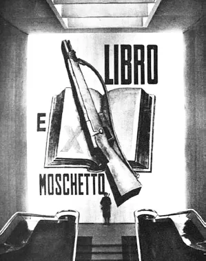 37. Pubblicità “Libro e moschetto fascista perfetto”, anni Trenta.