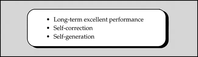 Bulleted list of the three products of coaching: long-term excellent performance, self-correction, & self-generation