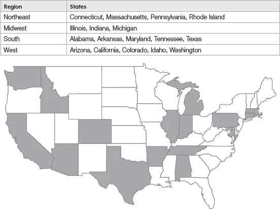 FIGURE 1.1 Location of U.S. Schools in Walkthrough Study