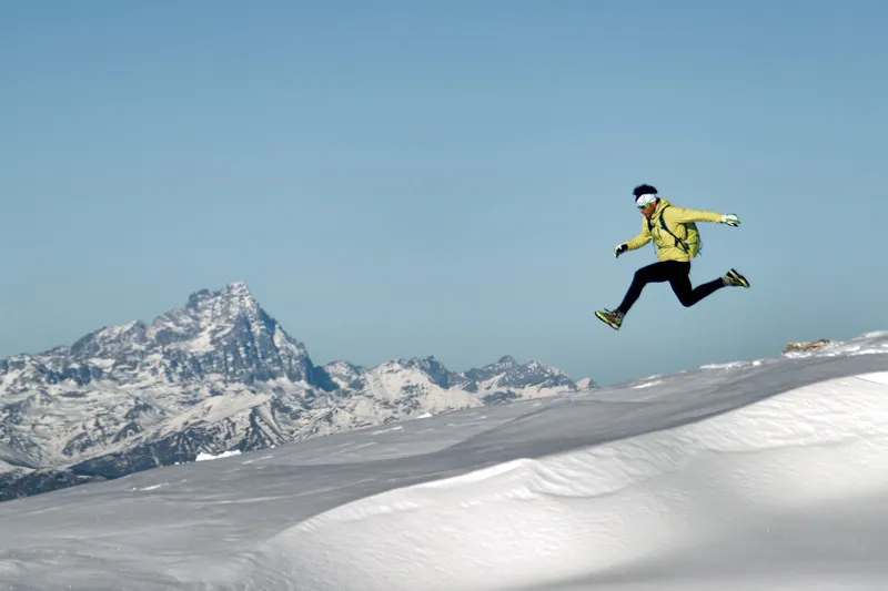 Correre sulla neve è una delle cose che amo più fare: qui sono a Prato Nevoso, in provincia di Cuneo.