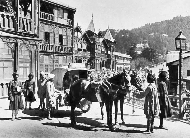 Consegna della posta con carro e cavallo a Simla (1903 ca).